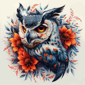 shadow-owl-tattoo – tattoo design ideas free ai generated – surrealism-enigmatic-light – for-thigh – Gallery: owls-inkby-ai