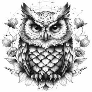 spiritual-owl-tattoo – tattoo design ideas free ai generated – neotraditional-enhanced-shading – for-upper-arm – Gallery: owls-inkby-ai