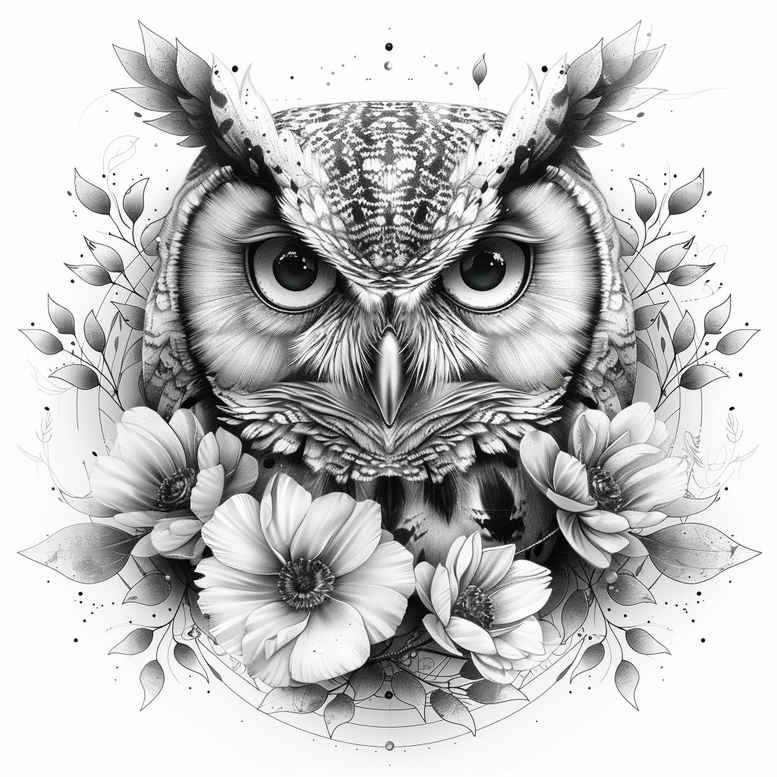 owl-contour-tattoo-realism-optical-illusion-for-behind-ear – tattoo design ideas free ai generated – Gallery: owls-inkby-ai