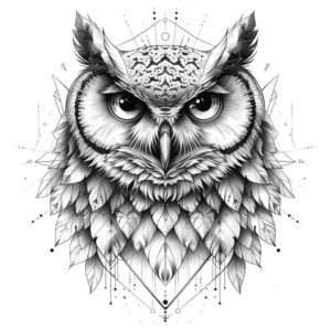 owls tattoo design ideas Surrealism mystical alert for lower back