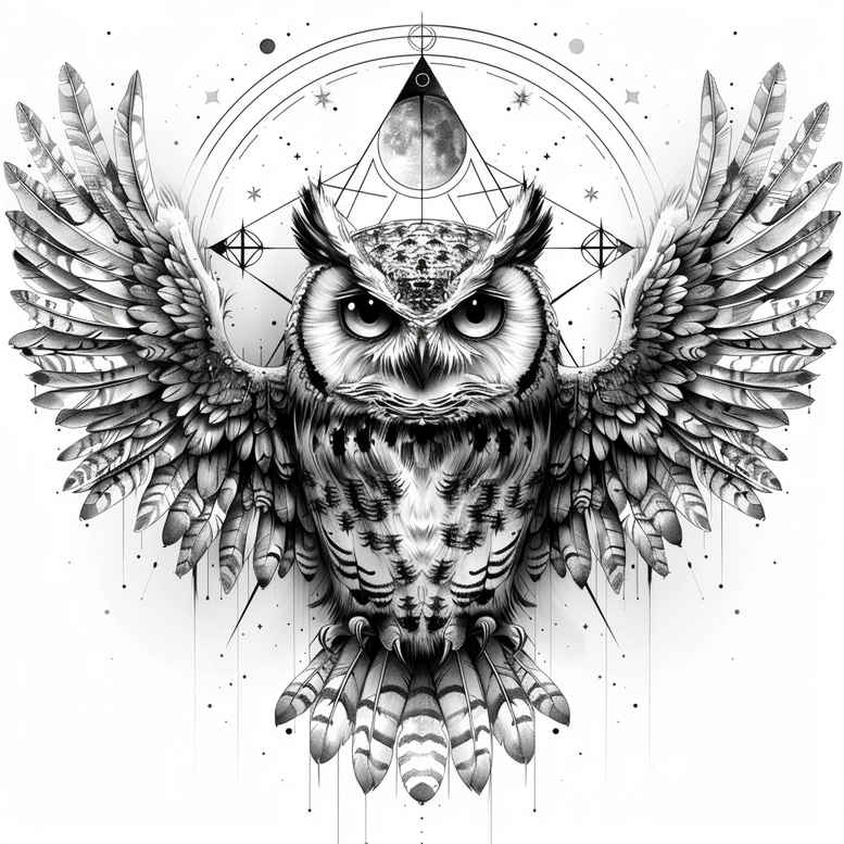 owls tattoo design ideas Realism blended gradients alert represents strength