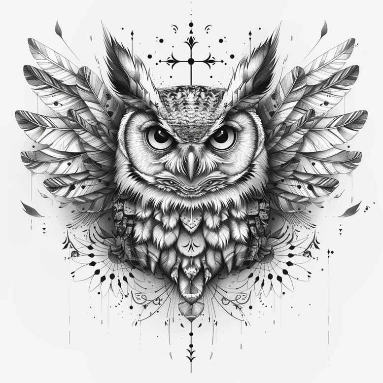 owls tattoo design ideas solid fill alert shows resilience