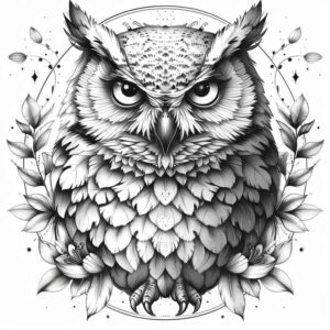 owls tattoo design ideas Neotraditional balanced tones alert symbolising courage