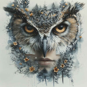 owls tattoo design ideas Surrealism fantasy-inspired bird of prey for fingers