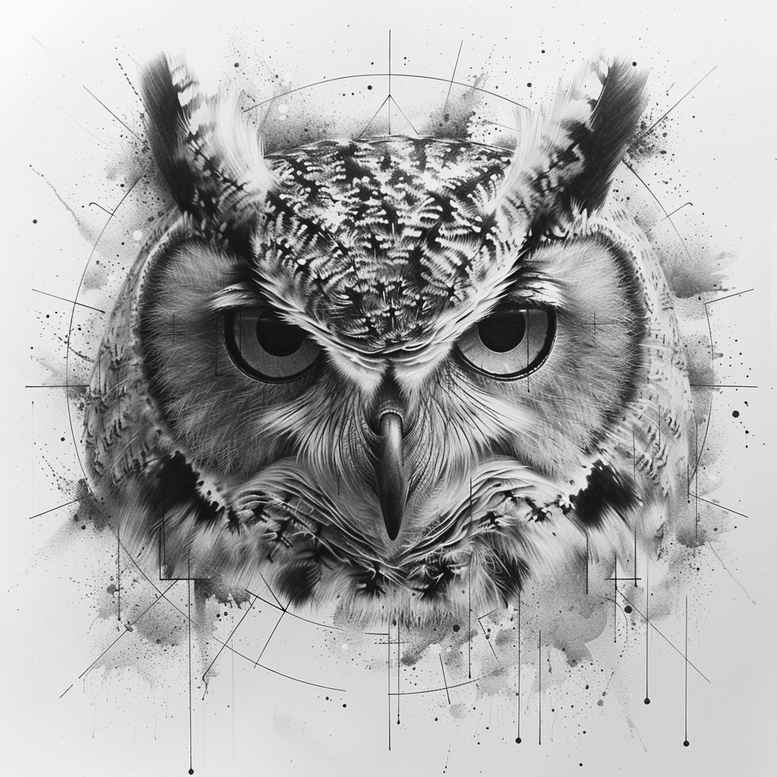 owls tattoo design ideas realistic texture bird of prey shows courage