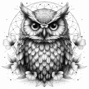owls tattoo design ideas bright color bird of prey symbolising determination