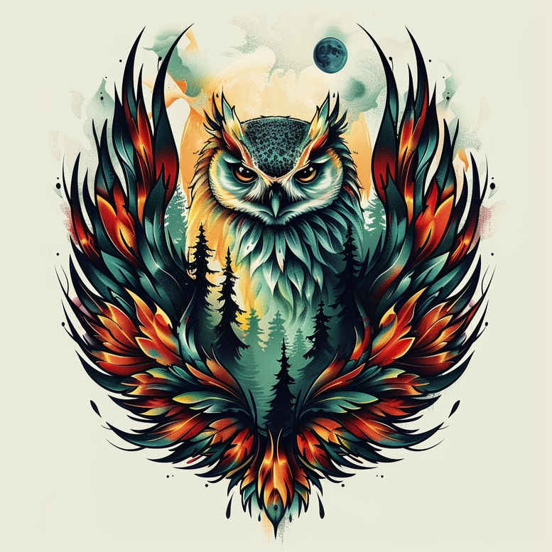 owls tattoo design ideas Realism lifelike eyes bird of prey symbolising endurance