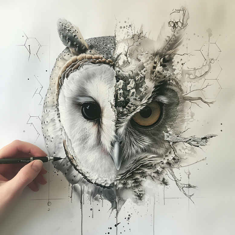 owls tattoo design ideas solid blacks calm eyes for triceps