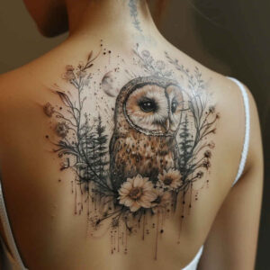 owls tattoo design ideas defined outlines calm eyes shows resilience