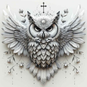 owls tattoo design ideas Surrealism symbolism calm for ribs