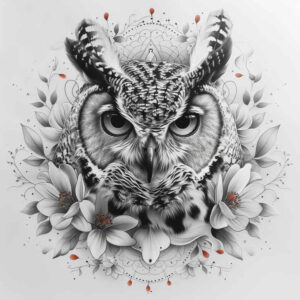 owls tattoo design ideas surreal dark background for behind ear