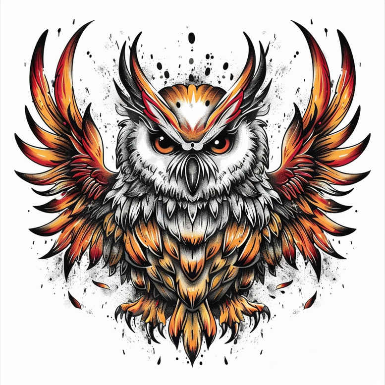 owls tattoo design ideas Realism clean background day symbol of resilience