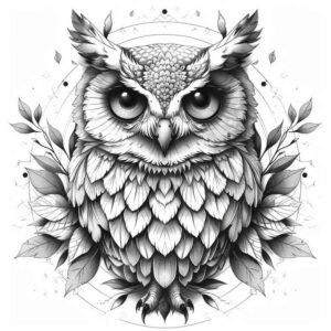 owls tattoo design ideas layered fill daytime for calf