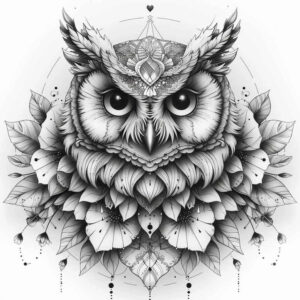 owls tattoo design ideas clean fill daytime for upper thigh