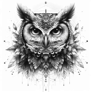 owls tattoo design ideas metallic detailed feathers for stomach