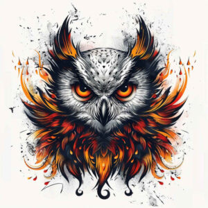 owls tattoo design ideas Surrealism fantasy-inspired detailed feathers for upper back