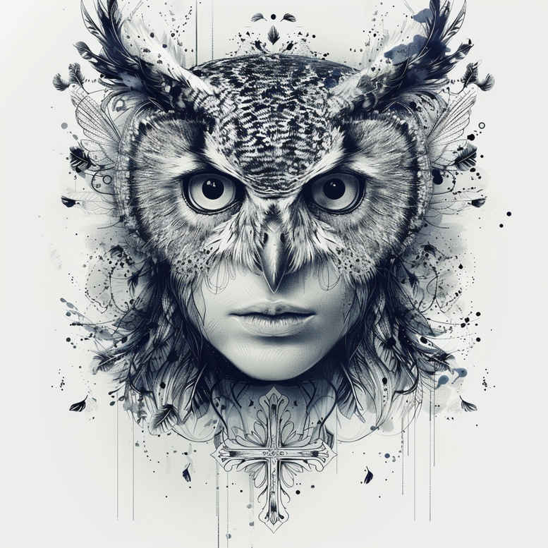 owls tattoo design ideas CGI-rendered details for ankle