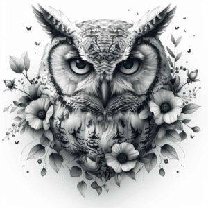 owls tattoo design ideas Surrealism unreal details for lower arm