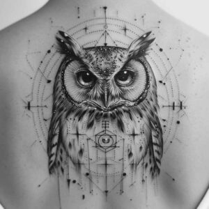 owls tattoo design ideas Neotraditional sharp edges details for outer arm
