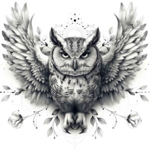 owls tattoo design ideas Realism light play details for scapula