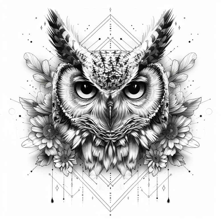 owls tattoo design ideas intricate shading details shows perseverance