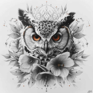 owls tattoo design ideas Realism reflective light dynamic for lower arm