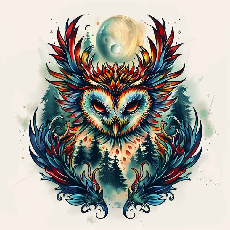 owls tattoo design ideas Surrealism illusionary dynamic represents courage