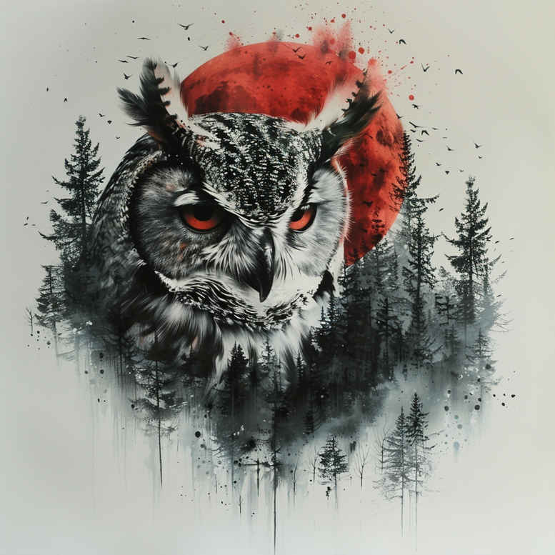 owls tattoo design ideas Surrealism surreal lighting dynamic symbolising determination