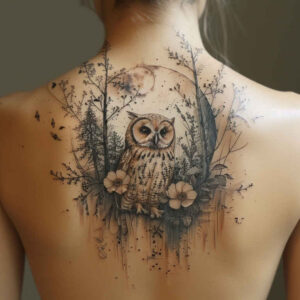 owls tattoo design ideas Surrealism abstract expressive represents courage