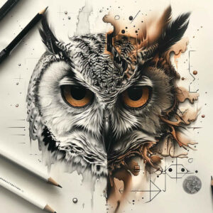 owls tattoo design ideas Realism realistic structure eyes symbolising courage