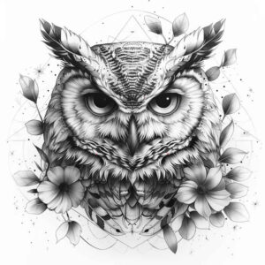 owls tattoo design ideas Neotraditional sharp edges feather details stands for determination