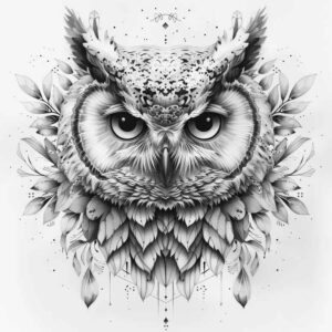 owls tattoo design ideas elaborate feather details stands for resilience