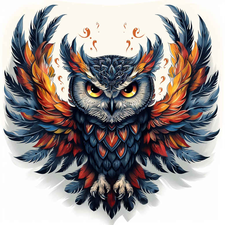 owls tattoo design ideas Surrealism visual paradox feather details symbol of determination
