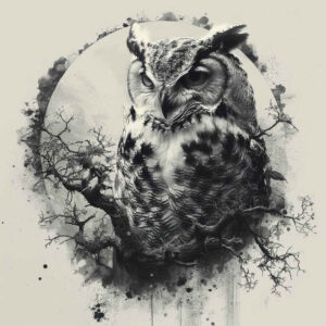 owls tattoo design ideas classic composition feather details symbolising endurance