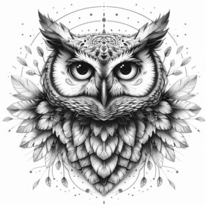 owls tattoo design ideas Surrealism imperfect symmetry feathers for collarbone