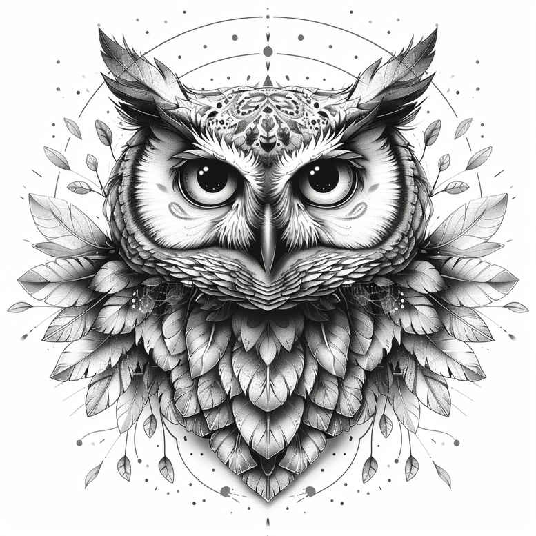 owls tattoo design ideas Surrealism imperfect symmetry feathers for collarbone
