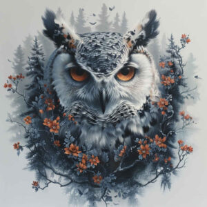 owls tattoo design ideas vibrant palette feathers strength and power