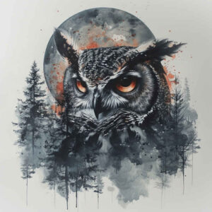 owls tattoo design ideas Surrealism unreal flight for upper chest
