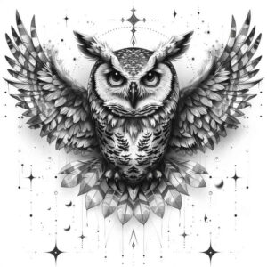 owls tattoo design ideas contrasting colors intelligence resilience and power
