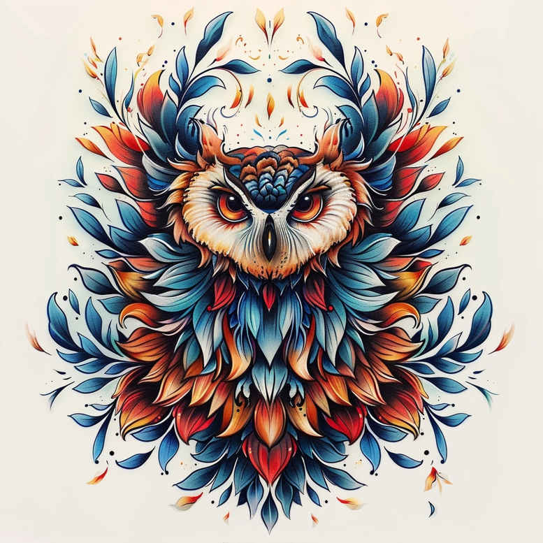 owls tattoo design ideas Surrealism phantasmagoria mystery for foot