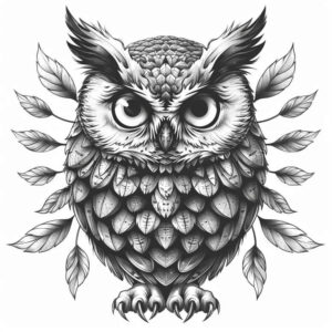 owls tattoo design ideas Surrealism dreamscape mystical for stomach