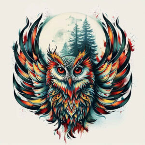 owls tattoo design ideas Surrealism chromatic aberration mystical meaning determination