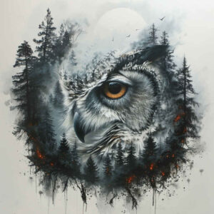 owls tattoo design ideas Surrealism blurred edges mystical motifs shows strength