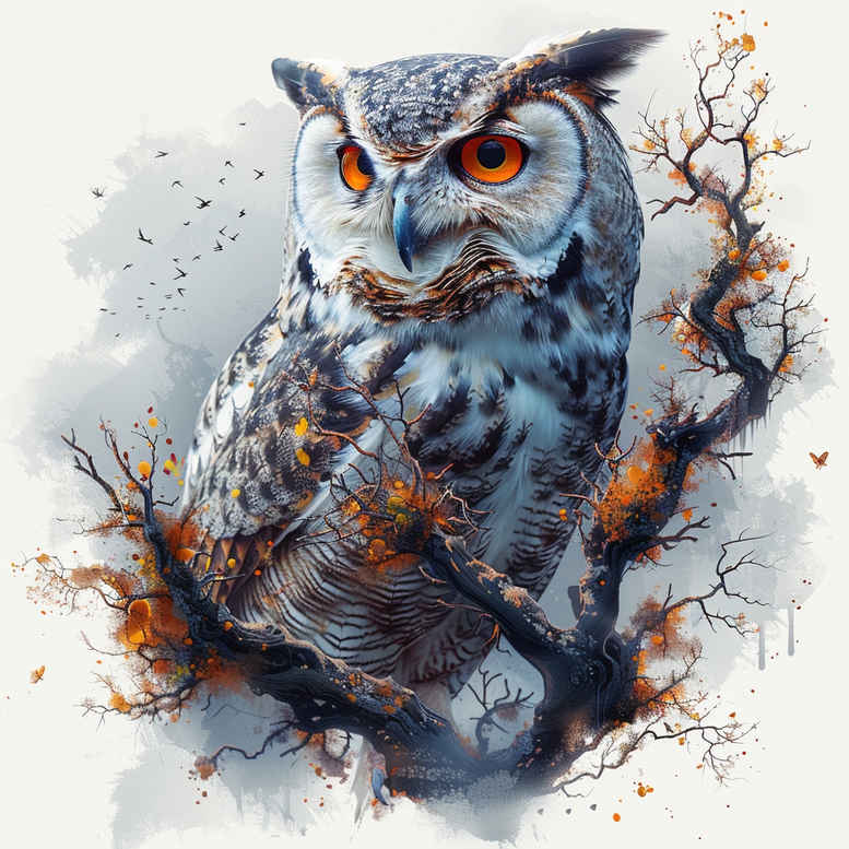owls tattoo design ideas Surrealism whimsical mystical motifs symbolising courage