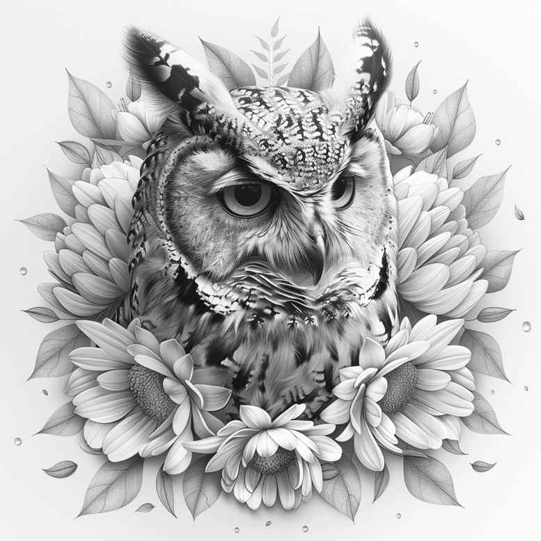 owls tattoo design ideas Surrealism chromatic flux night flight for upper shoulder