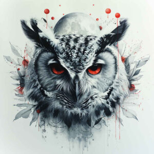owls tattoo design ideas Surrealism morphic transformation night flight for upper thigh