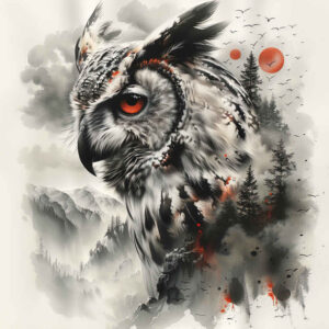 owls tattoo design ideas Surrealism phantom night flight represents resilience
