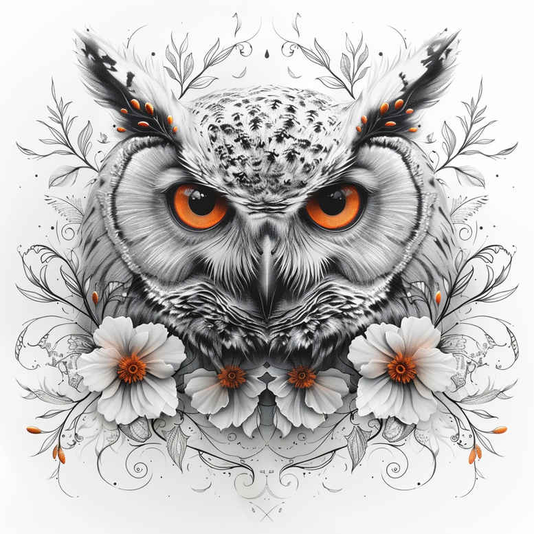owls tattoo design ideas Surrealism enigmatic night for heel
