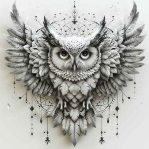 owls tattoo design ideas Surrealism dreamscape night for nape