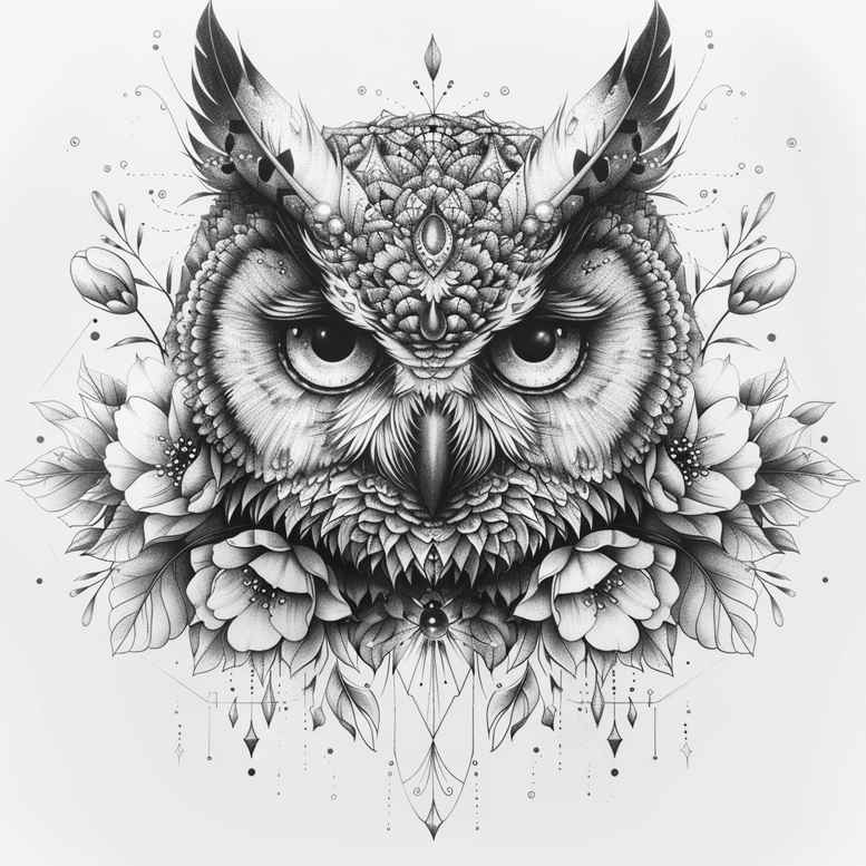owls tattoo design ideas ornate night for upper chest